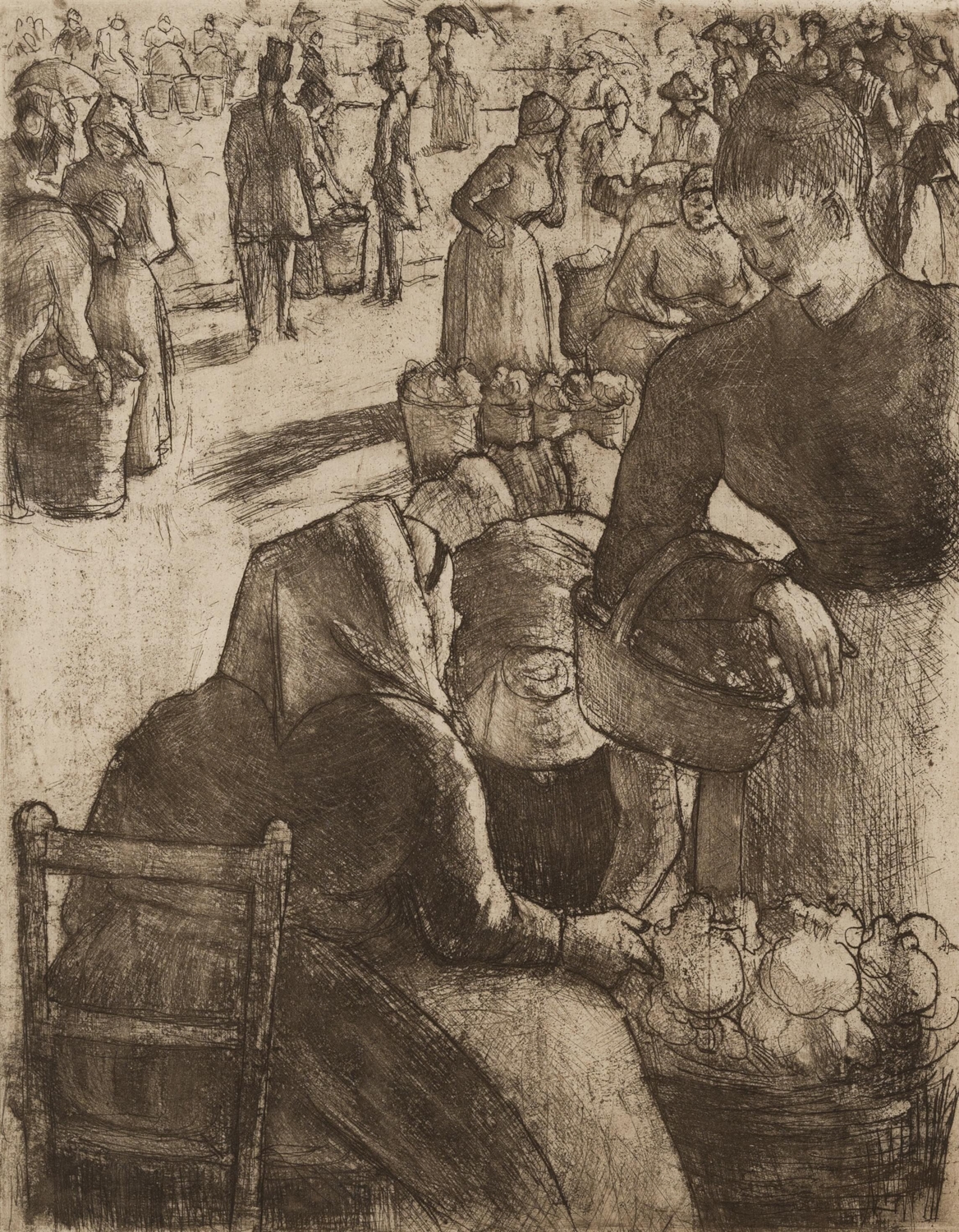 Marché aux légumes, à Pontoise - Camille Pissarro (1830 - 1903)