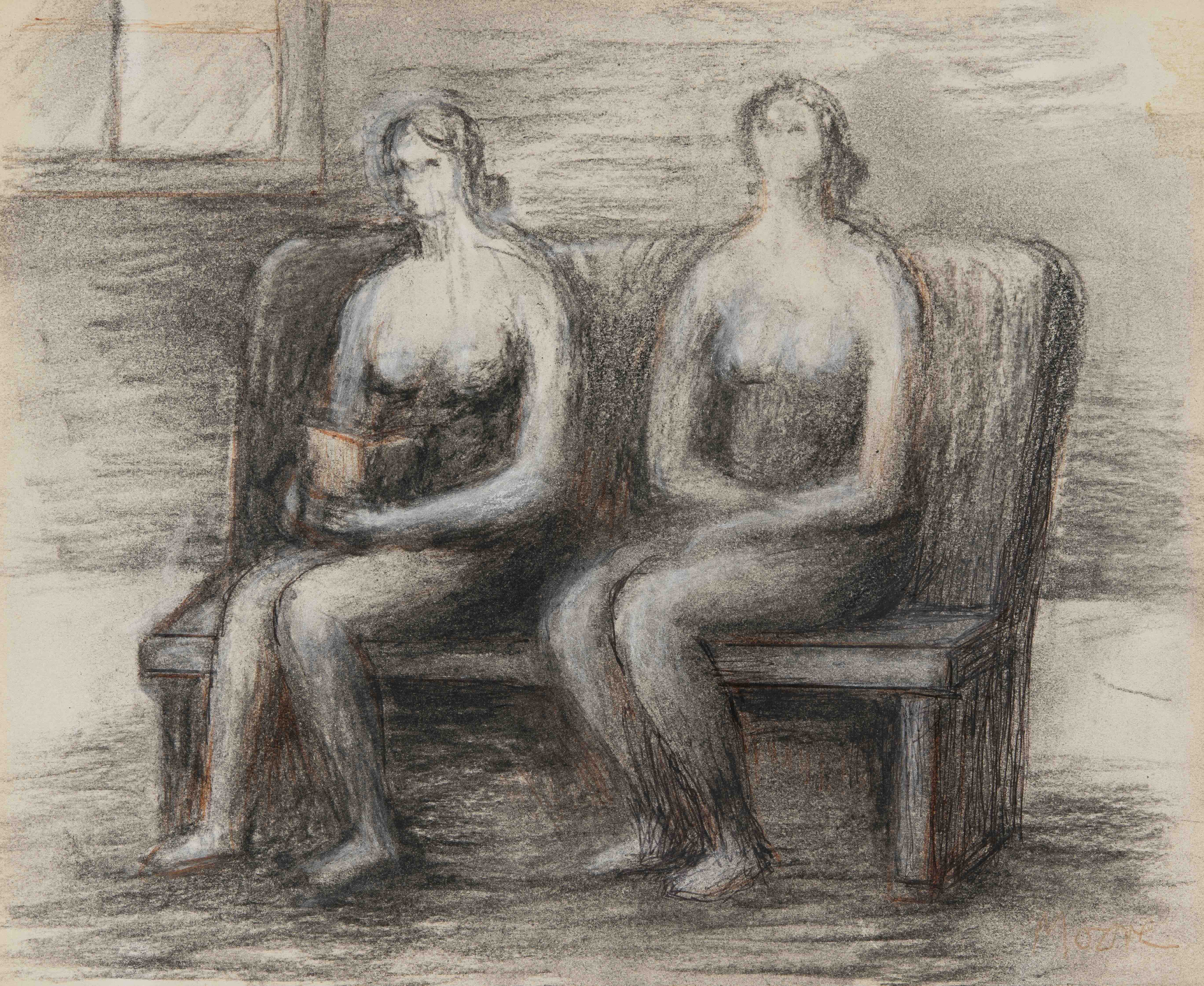 Two seated women in an interior - Henry Moore (1898 - 1986)