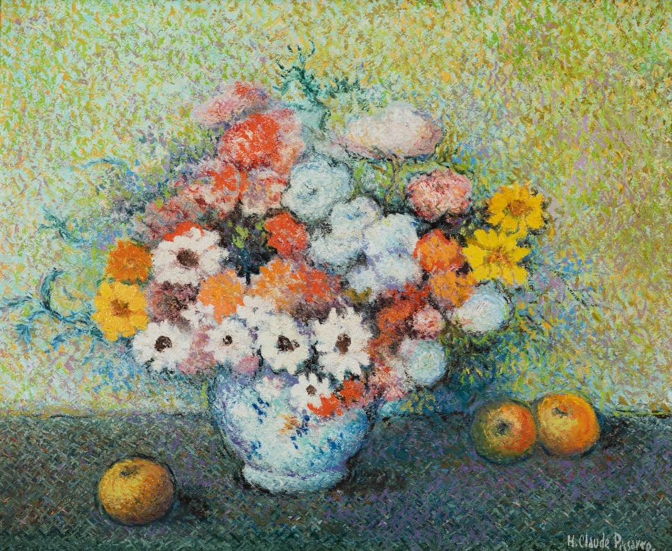 Bouquet de roses - H. Claude Pissarro (b. 1935 - )