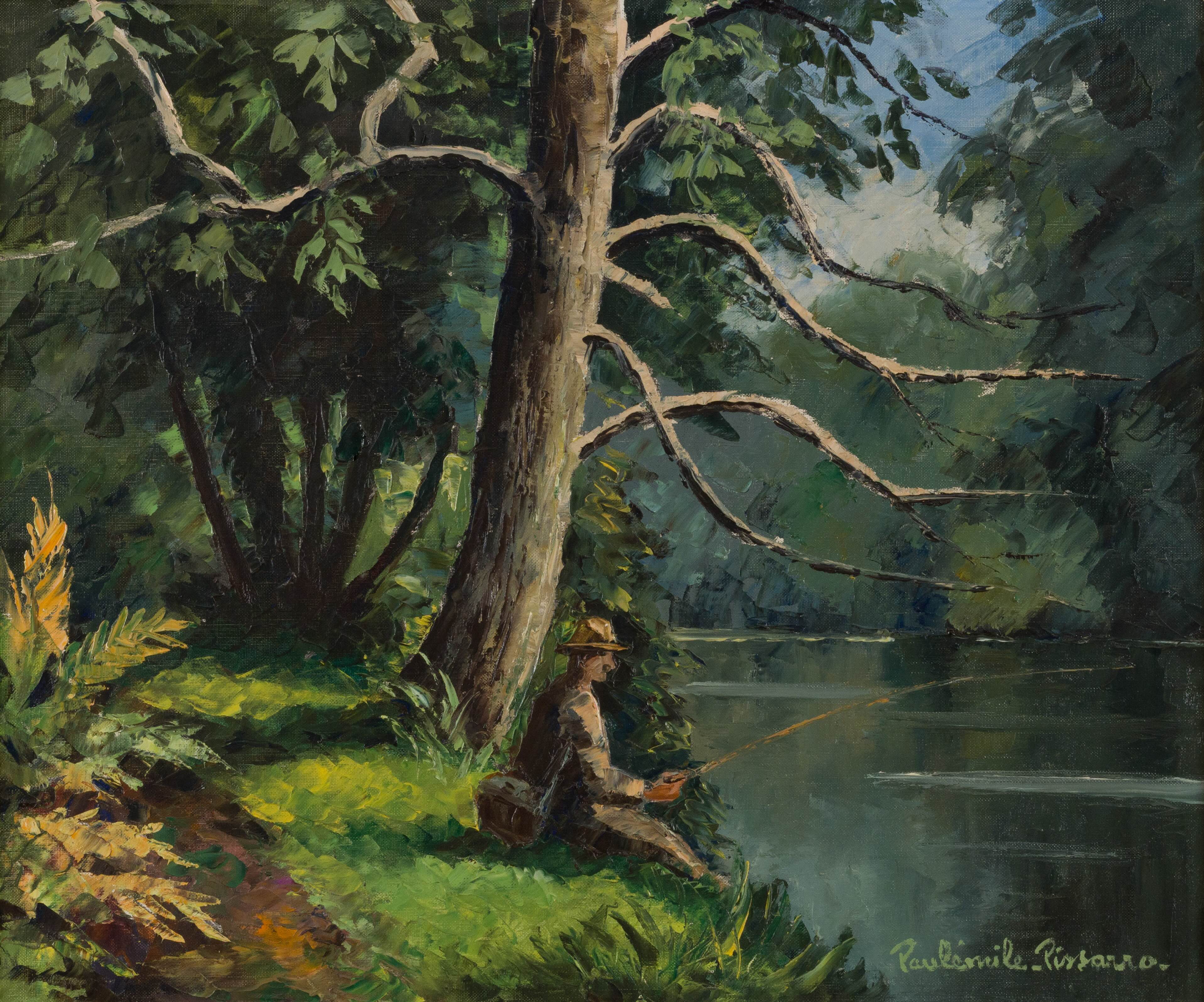 Paulémile Pissarro - Pecheur aux Bords de l'Orne