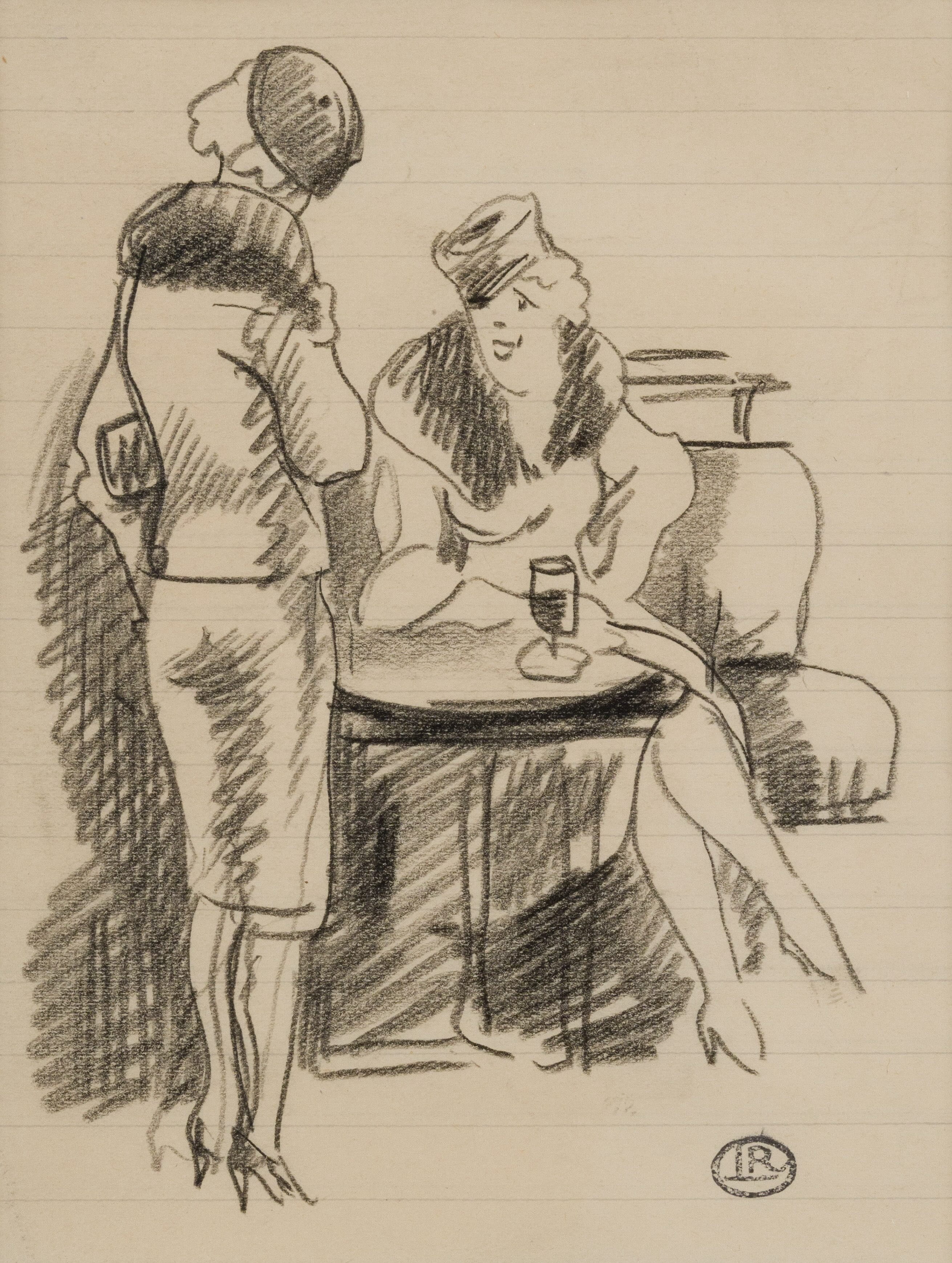 Two women at a café - Ludovic-Rodo Pissarro (1878 - 1952)