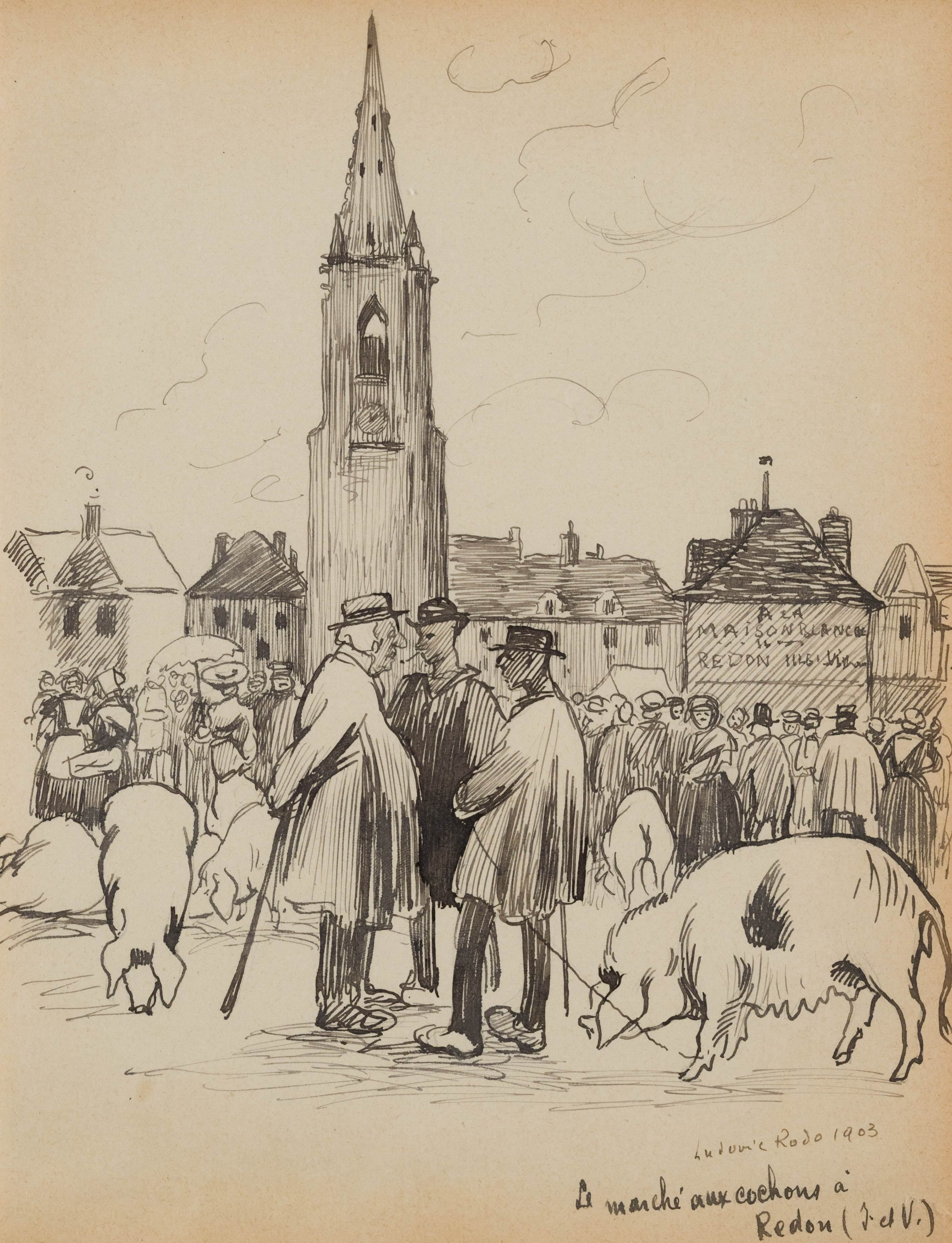 Le marché aux cochons à Redon - Ludovic-Rodo Pissarro (1878 - 1952)
