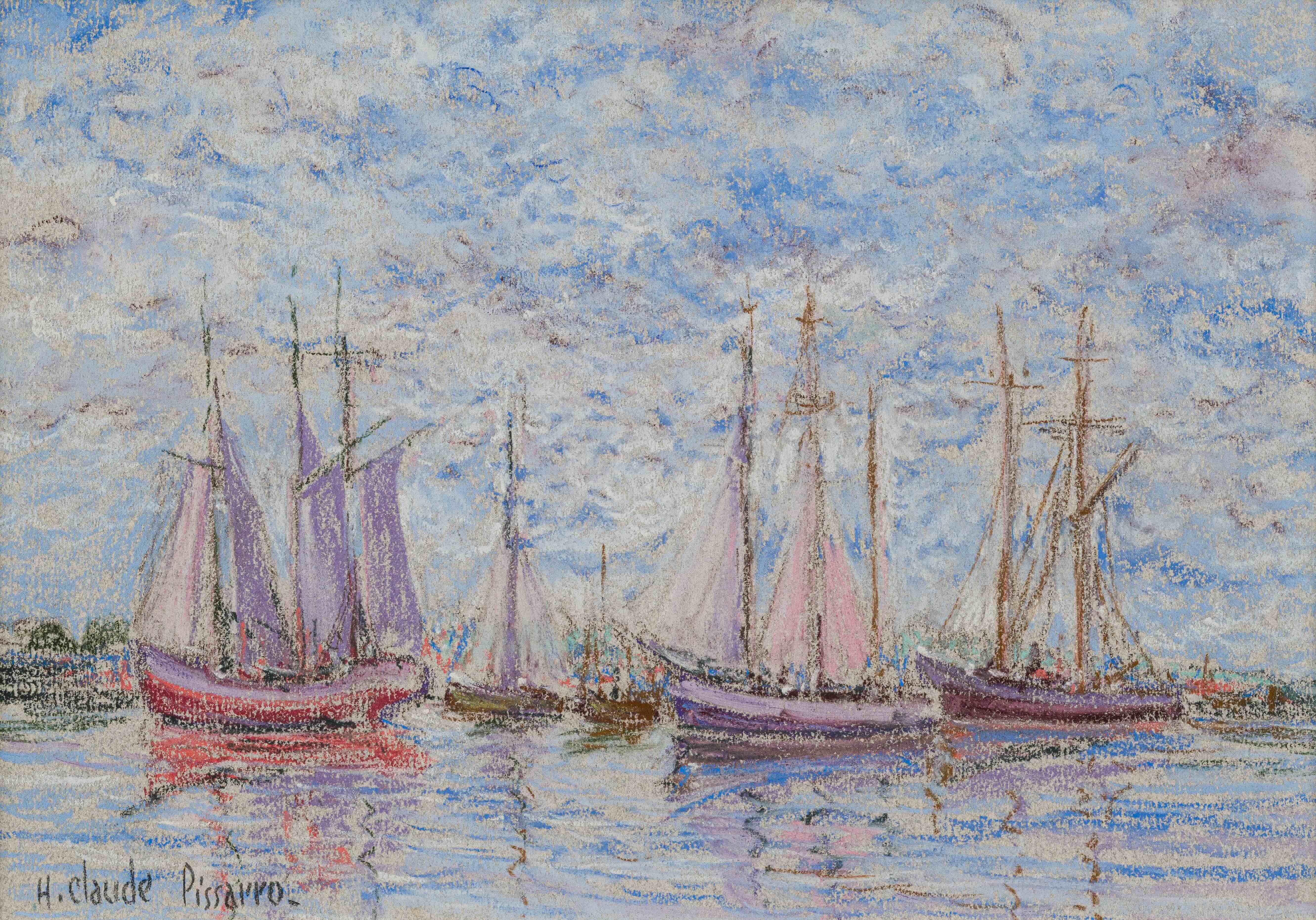 Les voiliers mauves - H. Claude Pissarro (b. 1935 - )