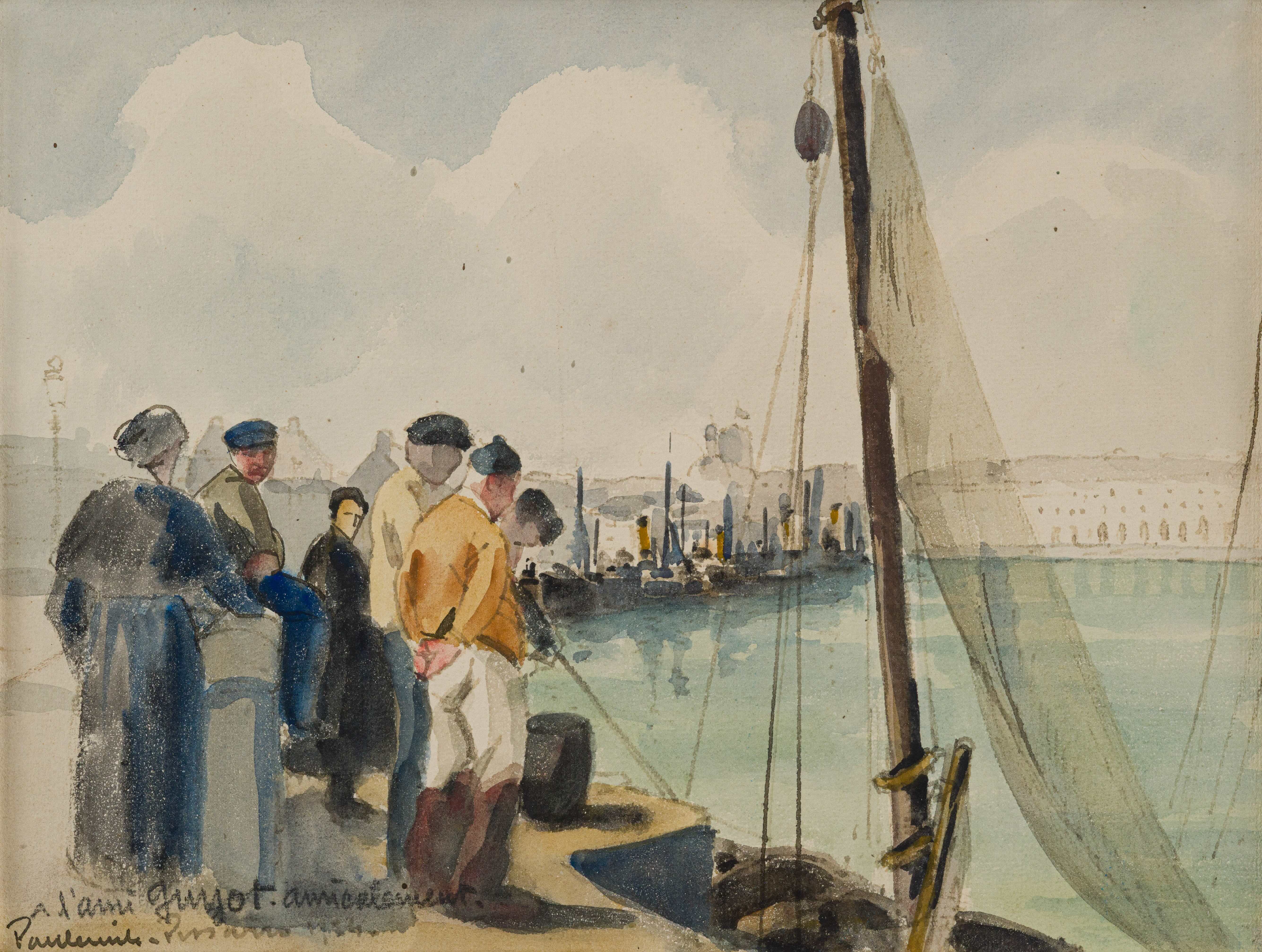 Assemblée sur le quai - Paulémile Pissarro (1884 - 1972)