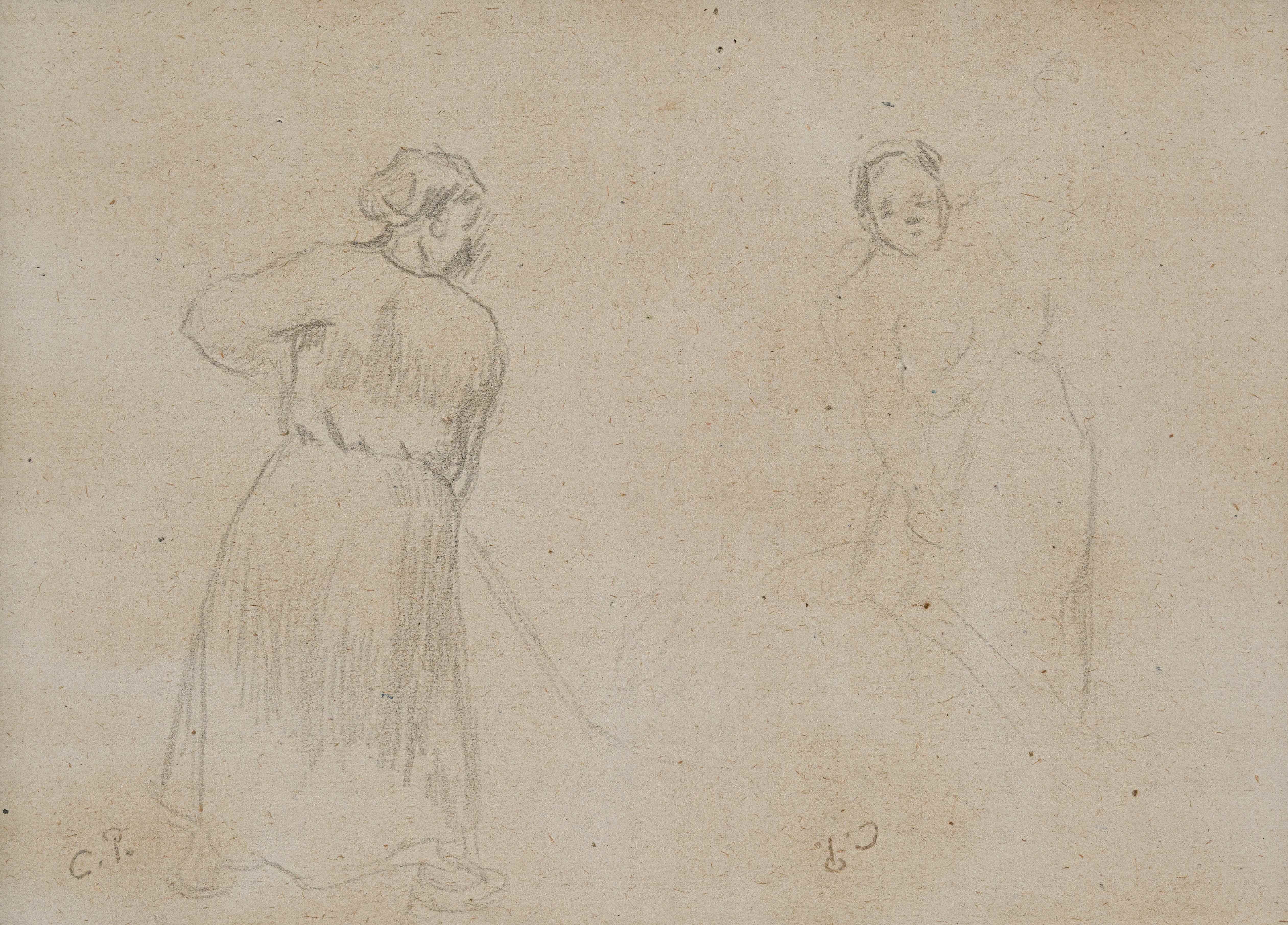 Deux paysannes travaillant - Camille Pissarro (1830 - 1903)