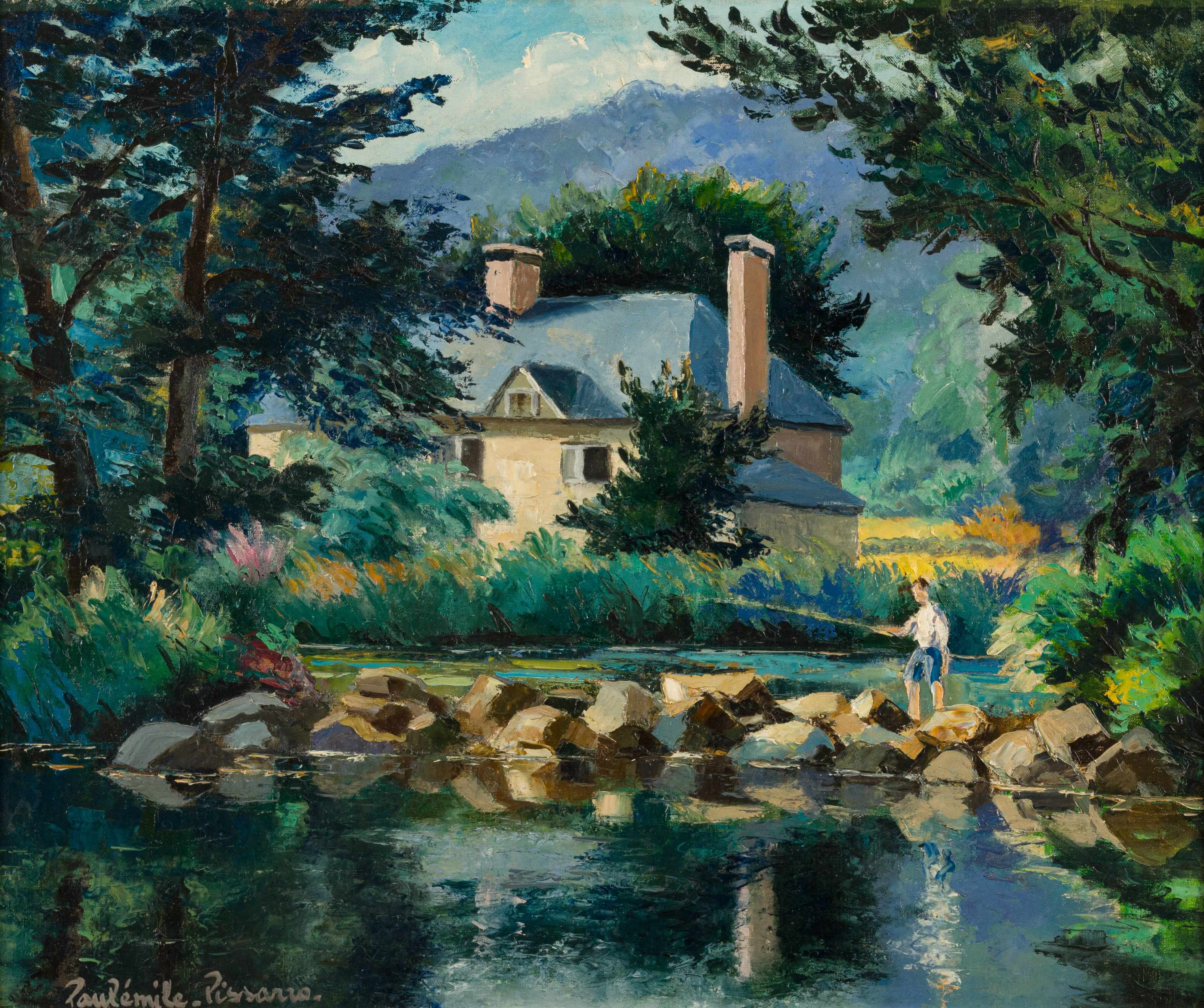 Pêcheur au bord de la rivière - Paulémile Pissarro (1884 - 1972)