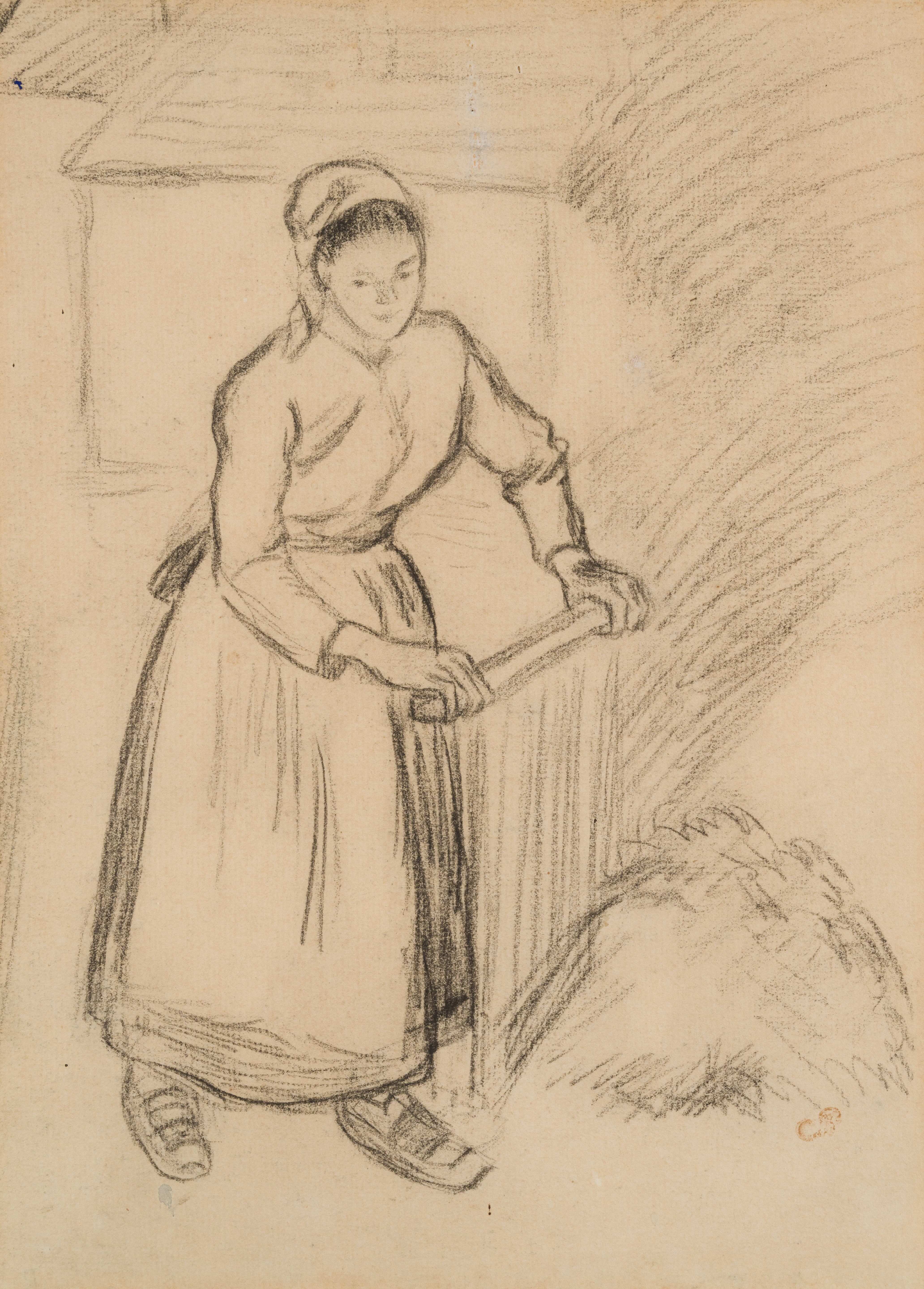 Femme à la barrière - Camille Pissarro (1830 - 1903)