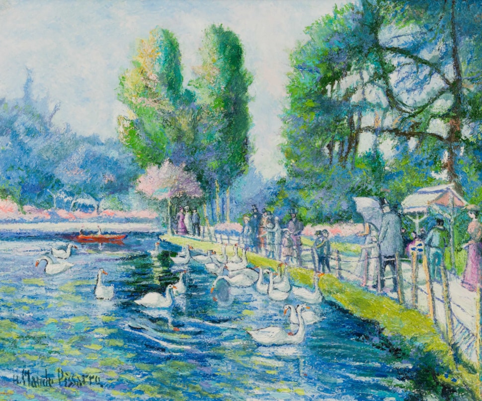 Les cygnes du bois de Boulogne 12f  - H. Claude Pissarro (b. 1935 - )