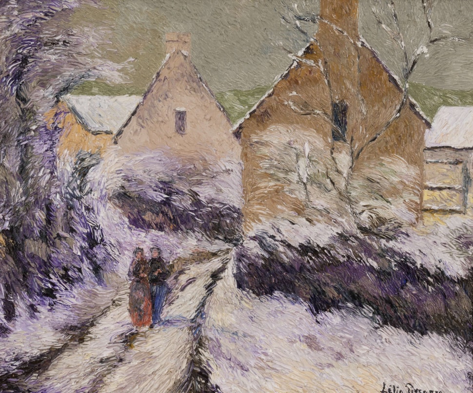 Lyora et Joshua Sous la Neige en Israel - Lélia Pissarro, Figurative (b. 1963 - )