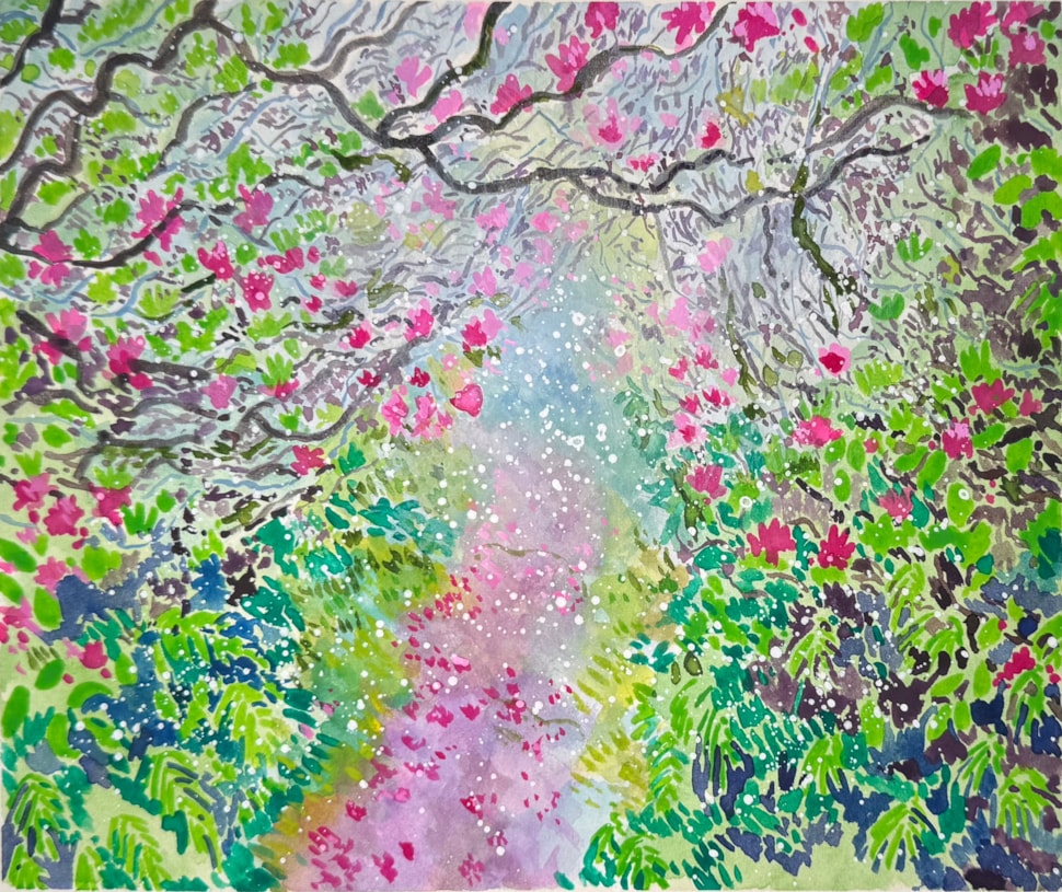 Mystical and magical pathway - Lélia Pissarro, Figurative (b. 1963 - )