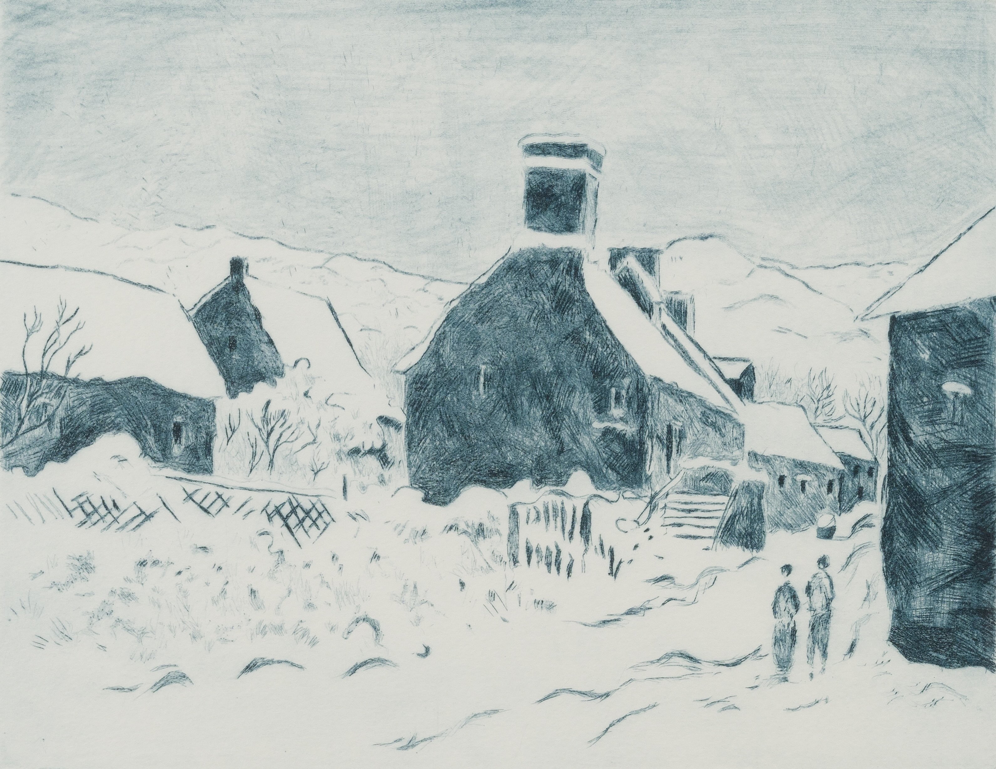 Lélia Pissarro, Figurative - Village sous la neige